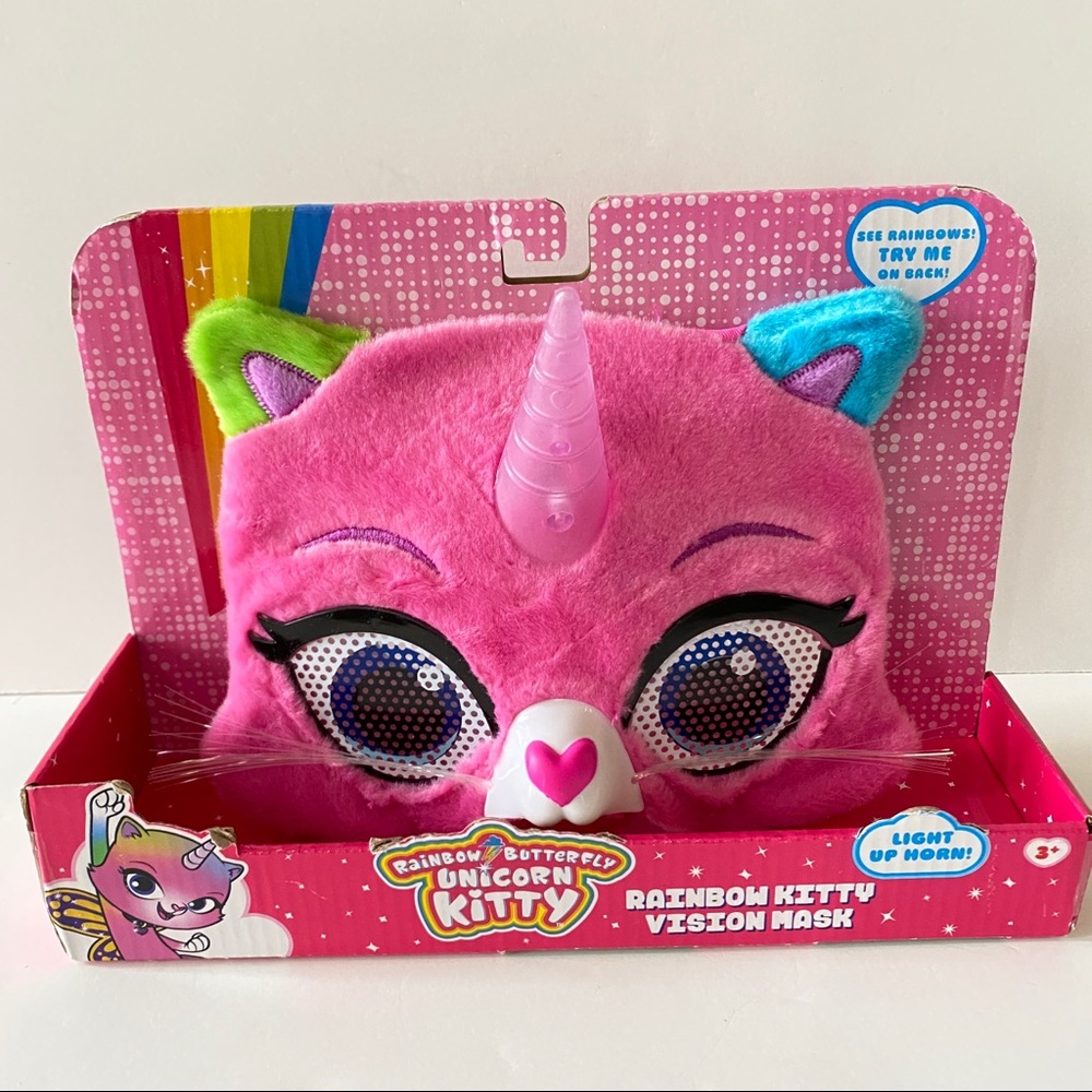 Rainbow Butterfly Unicorn Kitty kids light up mask